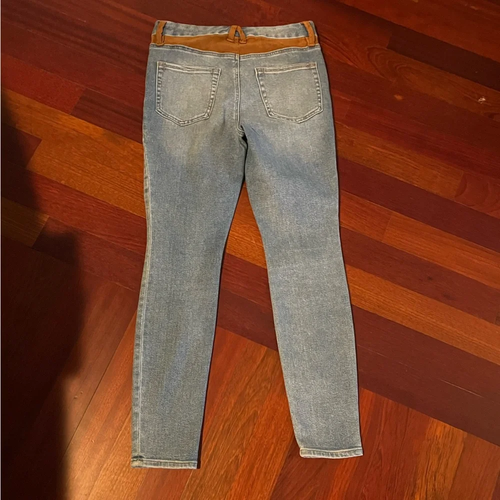 Good American Suede Mixing Skinny Jeans Size 4/27 Faux Vegan Western Cowgirl